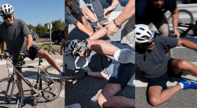 Joe Biden se cae de la bicicleta