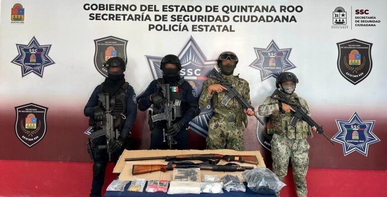 Aseguran narcóticos y armamento en Quintana Roo